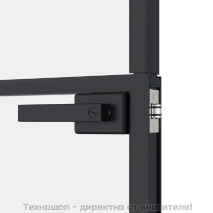 Интериорна врата черна 83x201,5 см закалено стъкло и алуминий