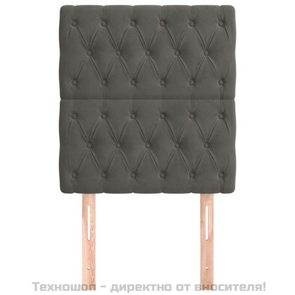 Табла за легло, тъмносива, 80x7x118/128 см, кадифе