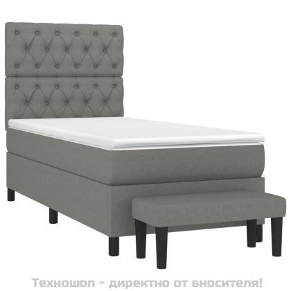 Боксспринг легло с матрак, тъмносив, 80x200 см, плат