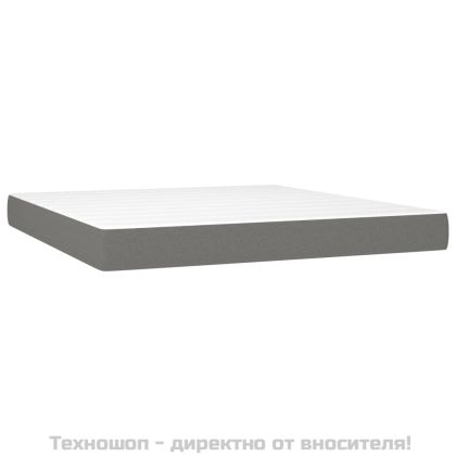 Боксспринг легло с матрак и LED, тъмносиво, 160x200 см, плат