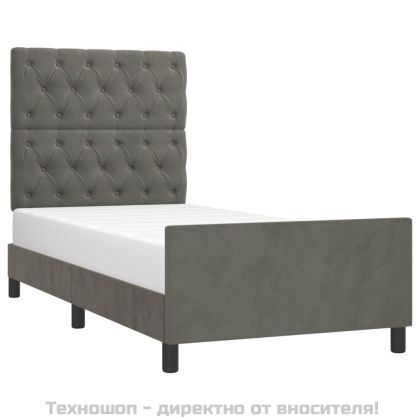 Рамка за легло без матрак, тъмносива, 80x200 см, кадифе