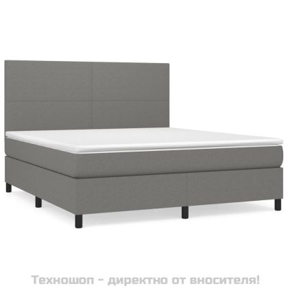 Боксспринг легло с матрак, тъмносиво, 160x200 см, плат