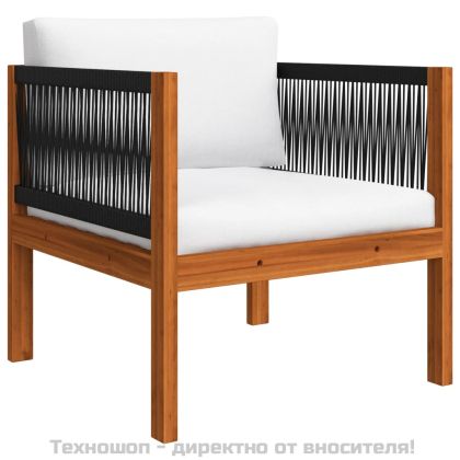 Градински стол с възглавница, акация масив
