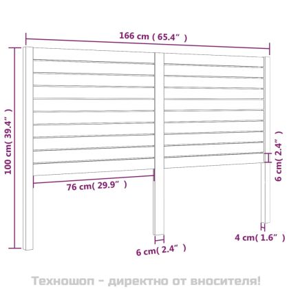 Горна табла за легло, 166x4x100 см, бор масив