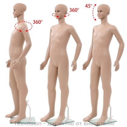 Детски манекен в цял ръст, стъклена основа, бежов, 140 см