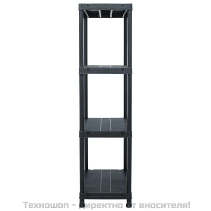 Стелажи за съхранение, 5 бр, черни, 60x30x138 см, пластмаса