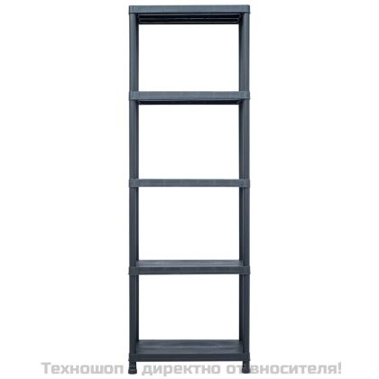 Стелажи за съхранение 5 бр черни 125 кг 60x30x180 см пластмаса