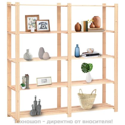 5-етажни стелажи, 10 бр, 170x38x170 см, бор масив, 500 кг