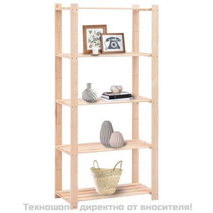 5-етажни стелажи, 5 бр, 80x38x170 см, бор масив, 250 кг