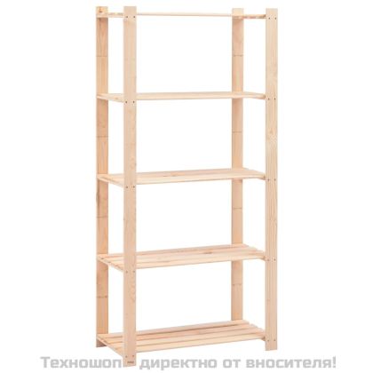 5-етажни стелажи, 5 бр, 80x38x170 см, бор масив, 250 кг