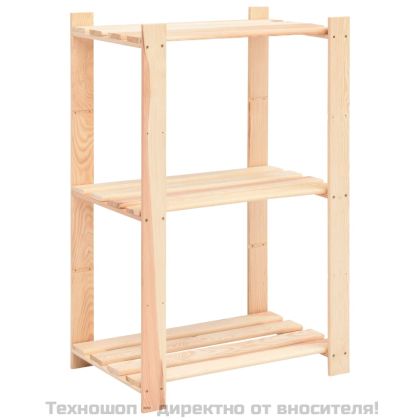 3-етажни стелажи, 5 бр, 60x38x90 см, бор масив, 150 кг