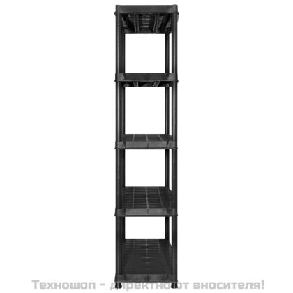 Стелаж за съхранение с 5 рафта, черен, 170x40x185 см, пластмаса
