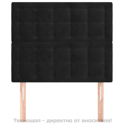 Табла за легло, черна, 100x5x118/128 см, кадифе