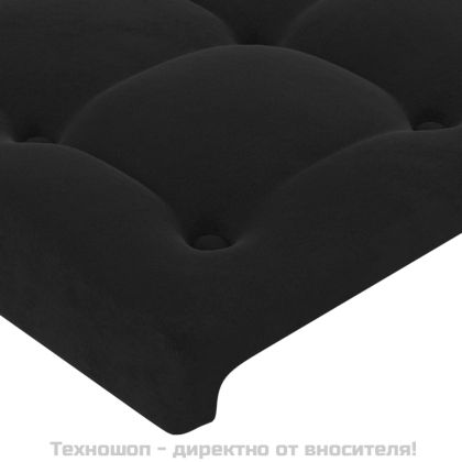Табла за легло, черна, 100x5x118/128 см, кадифе