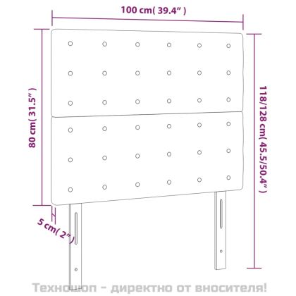 Табла за легло, черна, 100x5x118/128 см, кадифе