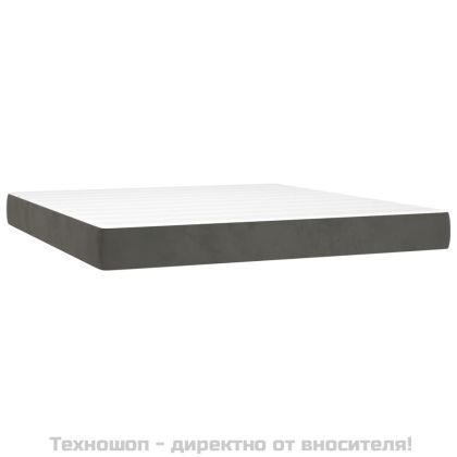 Боксспринг легло с матрак, тъмносиво, 160x200 см, кадифе
