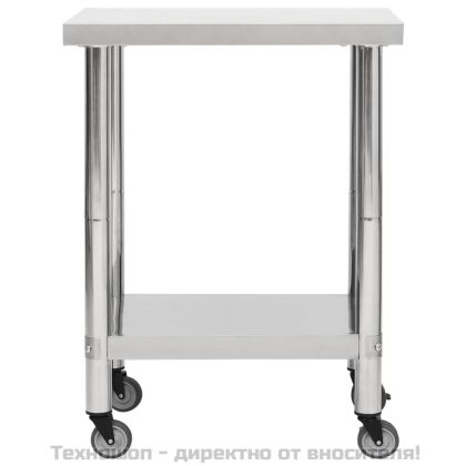 Кухненска работна маса с колелца 80x30x85 см неръждаема стомана