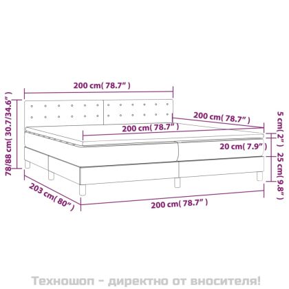 Боксспринг легло с матрак, черно, 200x200 см, кадифе