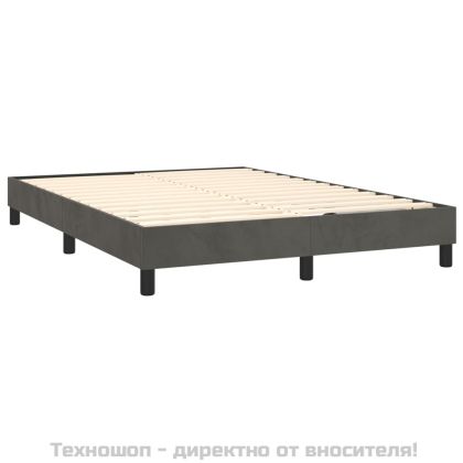 Боксспринг легло с матрак, тъмносиво, 140x200 см, кадифе