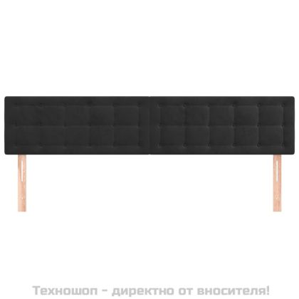 Табла за легло, черна, 200x5x78/88 см, кадифе