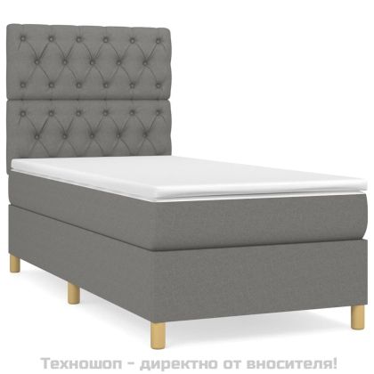 Боксспринг легло с матрак, тъмносив, 80x200 см, плат