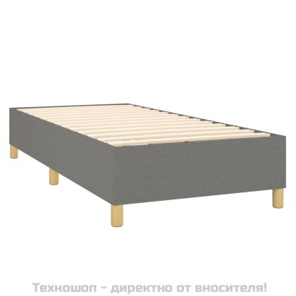 Боксспринг легло с матрак, тъмносив, 80x200 см, плат