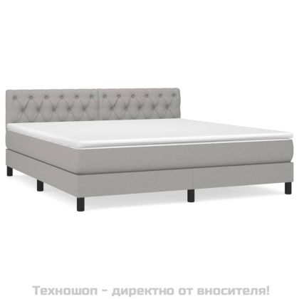 Боксспринг легло с матрак, светлосиво, 160x200 см, плат