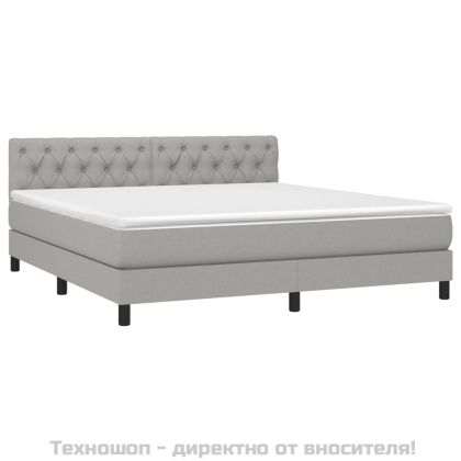 Боксспринг легло с матрак, светлосиво, 160x200 см, плат