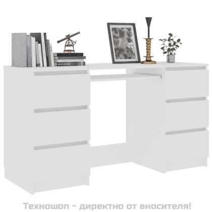 Писалище, бяло, 140x50x77 см, инженерно дърво