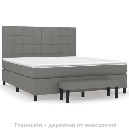 Боксспринг легло с матрак, тъмносиво, 160x200 см, плат