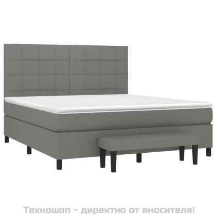 Боксспринг легло с матрак, тъмносиво, 160x200 см, плат