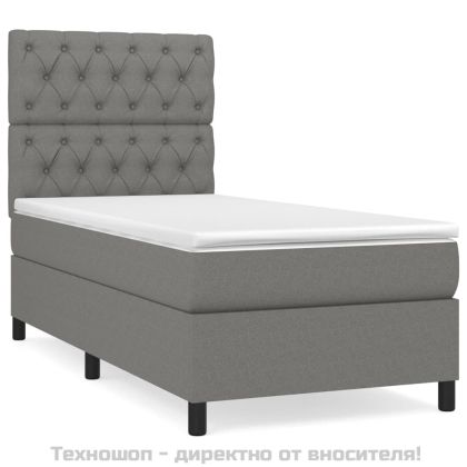 Боксспринг легло с матрак, тъмносив, 80x200 см, плат