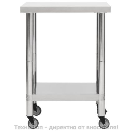 Кухненска работна маса с колелца 60x30x85 см неръждаема стомана