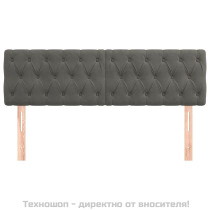 Табла за легло, тъмносива, 144x7x78/88 см, кадифе