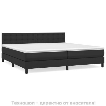 Боксспринг легло с матрак, черно, 200x200 см, изкуствена кожа