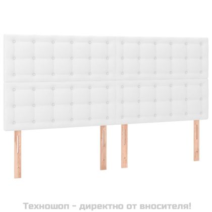Табла за легло, бяла, 200x5x118/128 см, изкуствена кожа
