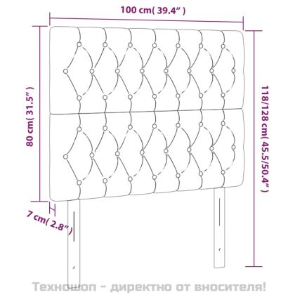 Табла за легло, черна, 100x7x118/128 см, плат