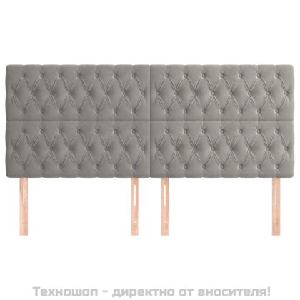 Табла за легло, светло сива, 200x7x118/128 см, кадифе