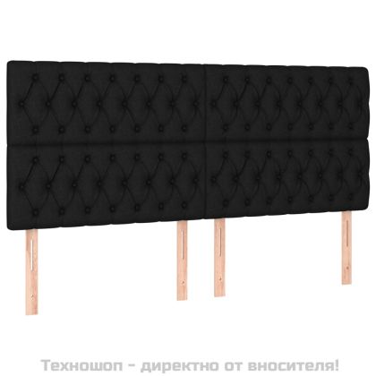 Табла за легло, черна, 180x7x118/128 см, плат