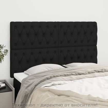 Табла за легло, черна, 160x7x118/128 см, плат