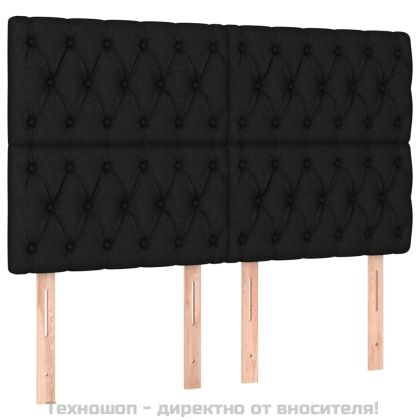 Табла за легло, черна, 160x7x118/128 см, плат