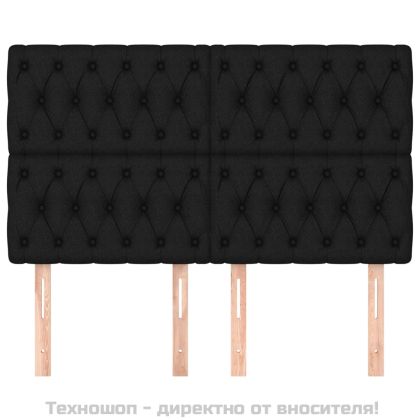 Табла за легло, черна, 160x7x118/128 см, плат