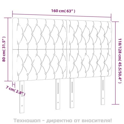 Табла за легло, черна, 160x7x118/128 см, плат
