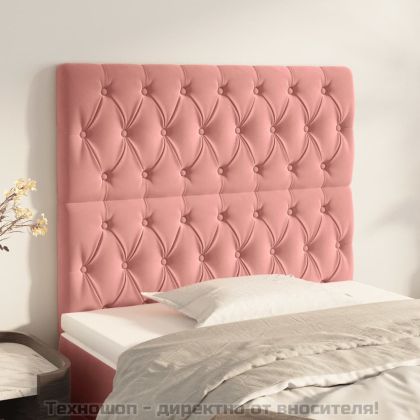 Табла за легло, розова, 100x7x118/128 см, кадифе