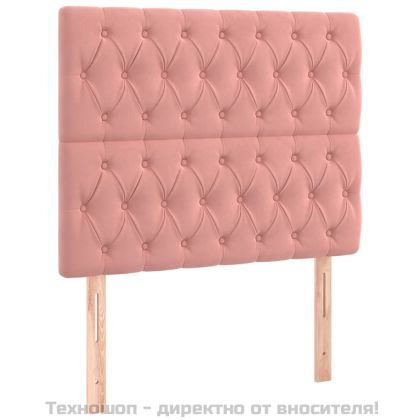 Табла за легло, розова, 100x7x118/128 см, кадифе