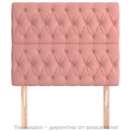 Табла за легло, розова, 100x7x118/128 см, кадифе