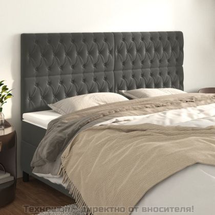 Табла за легло, тъмносива, 200x7x118/128 см, кадифе