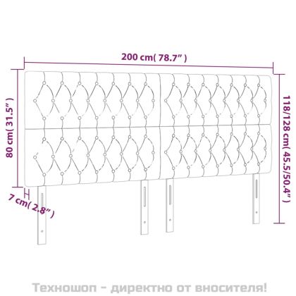 Табла за легло, тъмносива, 200x7x118/128 см, кадифе