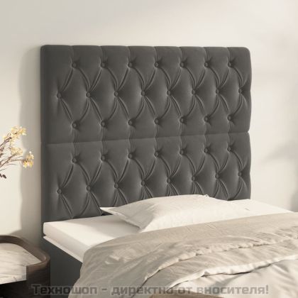 Табла за легло, тъмносива, 100x7x118/128 см, кадифе