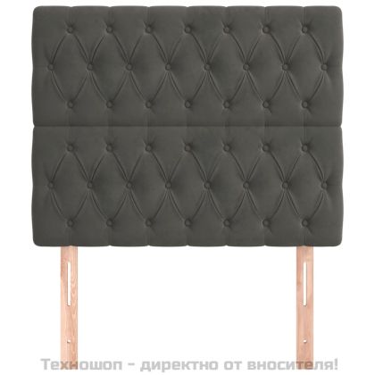 Табла за легло, тъмносива, 100x7x118/128 см, кадифе